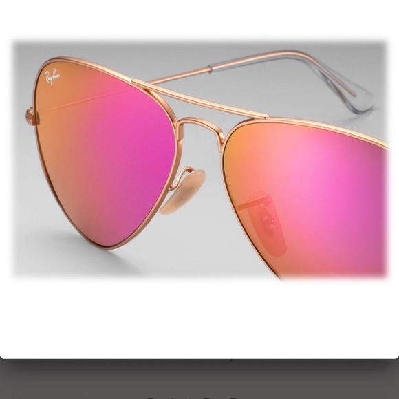 LIKE NEW Bright Pink Mirrored Ray Ban Aviator Sunglasses - Picture 7 of 10